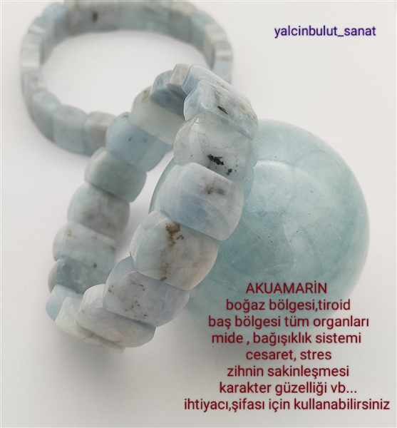 AKUAMARİN TAŞI KADIN ERKEK BİLEKLİĞİ 